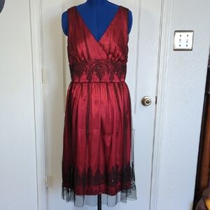 Gorgeous Coldwater Creek 12 -14 red black lace mesh Like NEW!